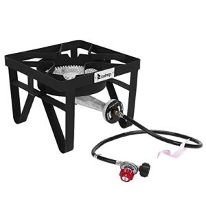 vasitelan propane gas burners for outdoor cooking, 200, 000 btu single burner outdoor propane gas stove cooker ,adjustable regulator for camping,turkey fry,backyard,soup boiling (style 1)