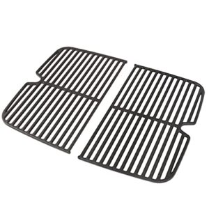 hisencn grill cooking grates for nexgrill 820-0072 fortress 2-burner table top portable propane gas grill, cast iron grill grid replacement parts outdoor bbq repair kit (2 pack)