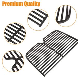 Hisencn Grill Cooking Grates for Nexgrill 820-0072 Fortress 2-Burner Table Top Portable Propane Gas Grill, Cast Iron Grill Grid Replacement Parts Outdoor BBQ Repair Kit (2 Pack)