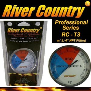 River Country 3" (RC-T3) Easy Mount Adjustable BBQ, Grill, Smoker Thermometer Temperature Gauge (50 to 550 F)