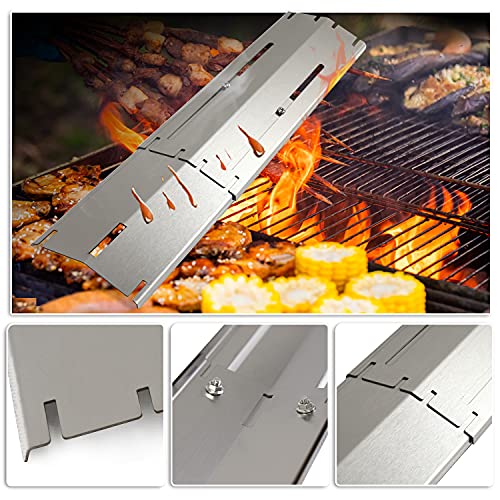 Plowo Universal Adjustable Tent Shield, Stainless Steel Heat Plate, Grill Burner Cover, Heat Tent, Grill Repair Kits for Charbroil and Other Gas Grill Models, BBQ Replacement Parts, Pack of 4