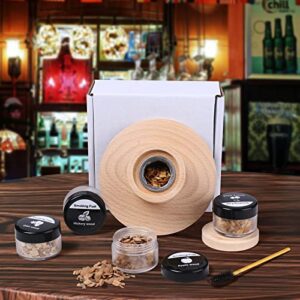 cocktail smoker top for infuse cocktail, whiskey, wine, meat, cheese & bbq cocktail smoking kit wood shavings w/cleaning brush, filter, oak, cherry apple hickory wood chips, smoker infuser accessories