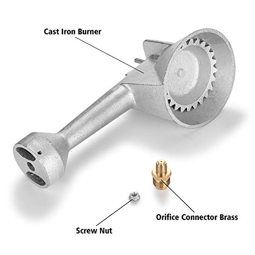 WADEO High Pressure Cast-Iron Propane Burner Head, Gas Burner Head with Propane Orifice Connector Brass Tube Fitting 3/8" Flare x 1/8" Mnpt