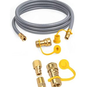 GASPRO 12 Feet 3/8-Inch Natural Gas Hose, Comes with An Extra Set of Quick Connect Fittings, Fit for Natural Gas Grill, Solid Brass