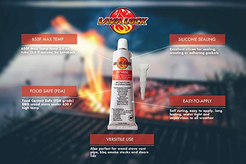 LavaLock RTV 650 F BBQ grill smoker sealer Hi Temp Silicon adhesive 3 oz. ( 2.8 fluid ounce)