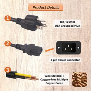 WAITCOOK 120V Nema Power Cord Replacement Parts KIT0257 for Traeger Pro 575/780,Ironwood 650/850 Wood Pellet Grills,8 Feet,Black…