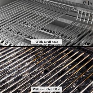 Vila Reusable BBQ Grill Mats, Temperature-resilient upto 500 Degrees Fahrenheit, Supports Charcoal Grills, Electric Ovens, Microwaves and Smokers, 2 Mats per Pack