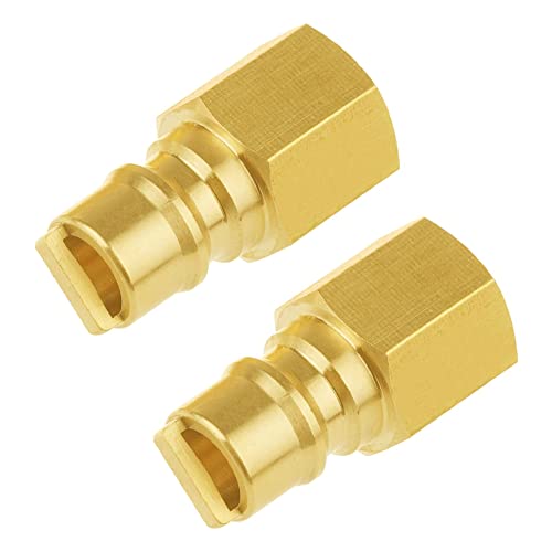 Joywayus 3/8" Brass Quick Connect Propane Fitting Adapter Male Plug x 3/8" NPT Female Thread for Propane BBQ Grill/Heater/Fireplace/RV Trailer (Pack of 2)