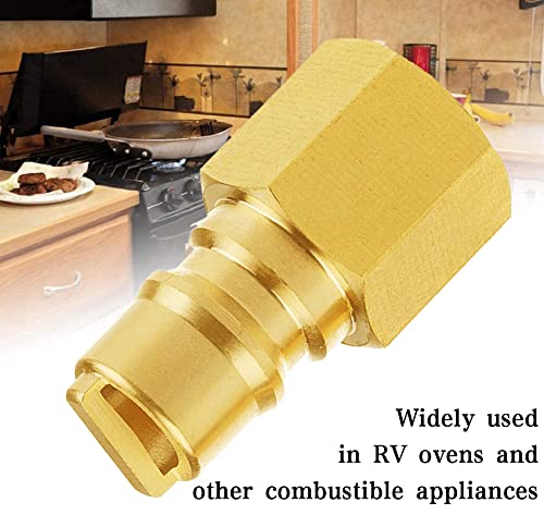 Joywayus 3/8" Brass Quick Connect Propane Fitting Adapter Male Plug x 3/8" NPT Female Thread for Propane BBQ Grill/Heater/Fireplace/RV Trailer (Pack of 2)
