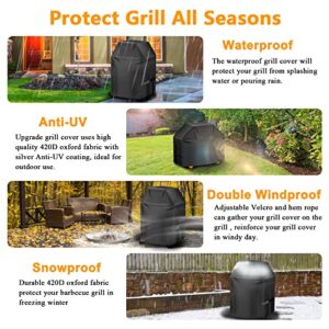 Aoretic Grill Cover 32 inch Gas BBQ-Cover, Fit Most 2 Burner Grill Waterproof Small Barbeque Cover with Velcro Straps & Adjustable Drawstring for Weber,Nexgrill,Char-Broil, Monument,Dyna-Glo,Kenmore