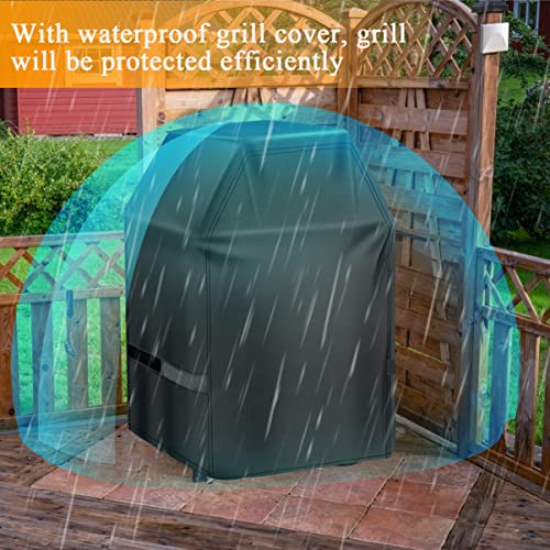 Aoretic Grill Cover 32 inch Gas BBQ-Cover, Fit Most 2 Burner Grill Waterproof Small Barbeque Cover with Velcro Straps & Adjustable Drawstring for Weber,Nexgrill,Char-Broil, Monument,Dyna-Glo,Kenmore