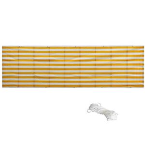sldhfe balcony privacy screen 5 x 0.9 m yellow and white striped windbreak net fence sunshade weatherproof hdpe privacy protector balcony cover with 24 cable ties and 66 ft rope
