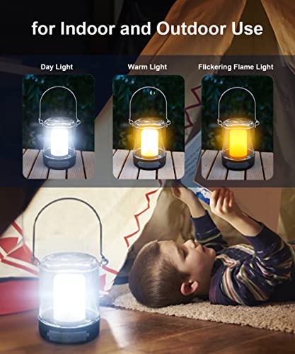 LED Camping Tent Lantern Rechargeable, LED Camping Lights with 2400mA Power Bank, Portable Outdoor Waterproof LED Lantern for Camping,Hiking,Storms,Hurricane,Power Failure