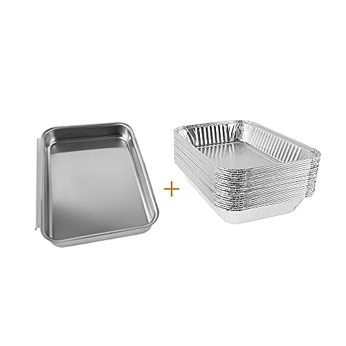 AJinTeby Catch Pan Holder 7515 with 20-Pack Drip Pan Liners Aluminum Disposable Grease Trays for Weber Genesis 1000-5500, Silver/Gold/Platinum, Genesis II Series, Platinum I/II, and Summit Grills