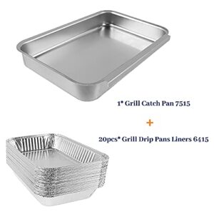 AJinTeby Catch Pan Holder 7515 with 20-Pack Drip Pan Liners Aluminum Disposable Grease Trays for Weber Genesis 1000-5500, Silver/Gold/Platinum, Genesis II Series, Platinum I/II, and Summit Grills