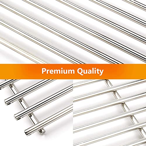 Hisencn Cooking Grates for Grill Master 720-0697, Nexgrill 720-0697E, Huntington Rebel Grill, Sunbeam 720-0697, Uniflame GBC091W, 17 3/16 inch Stainless Steel Solid Rod Cooking Grids, 2 PCS