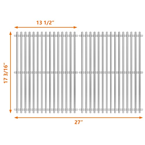 Hisencn Cooking Grates for Grill Master 720-0697, Nexgrill 720-0697E, Huntington Rebel Grill, Sunbeam 720-0697, Uniflame GBC091W, 17 3/16 inch Stainless Steel Solid Rod Cooking Grids, 2 PCS