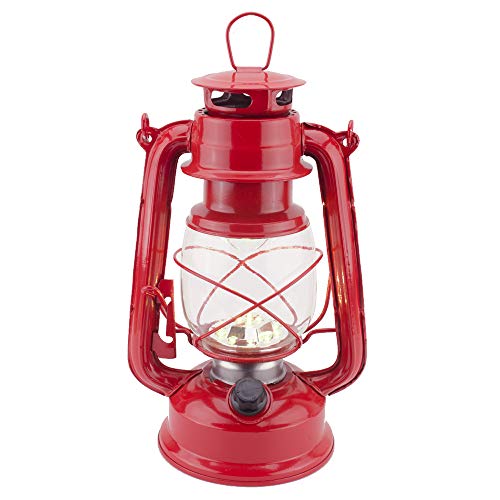 Rechargeable Vintage Hurricane Lantern, Warm White Battery Operated Lantern with Dimmer Switch, 15 LEDs Metal Hanging Lantern for