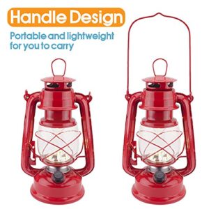 Rechargeable Vintage Hurricane Lantern, Warm White Battery Operated Lantern with Dimmer Switch, 15 LEDs Metal Hanging Lantern for