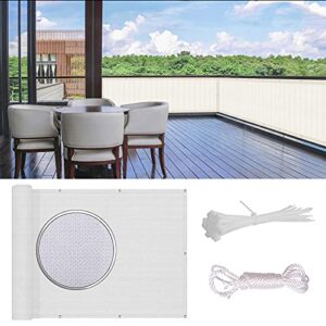 wuzming balcony privacy protection windshield sun protection uv protection reinforced buttonholes, hdpe weather resistant, with rope and cable tie (color : white, size : 65x400cm)