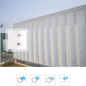 WUZMING Balcony Privacy Protection Windshield Sun Protection UV Protection Reinforced Buttonholes, HDPE Weather Resistant, with Rope and Cable Tie (Color : White, Size : 65x400cm)