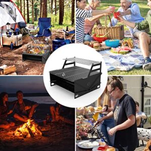 only fire Portable Barbecue Charcoal Grill Outdoor Camping Grill for Picnic, Hiking, Backyard Cooking - with Warming Rack and Handbag