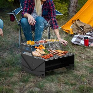 only fire Portable Barbecue Charcoal Grill Outdoor Camping Grill for Picnic, Hiking, Backyard Cooking - with Warming Rack and Handbag