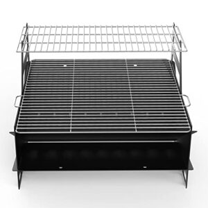 only fire Portable Barbecue Charcoal Grill Outdoor Camping Grill for Picnic, Hiking, Backyard Cooking - with Warming Rack and Handbag