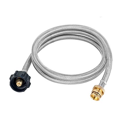 GASLAND Propane Hose, 5ft Stainless Steel Braided Gas Line, 1lb to 20lb Propane Tank Adapter Line, 1lb Propane Tank Adapter and Fittings for QCC1/Type 1 Tank Connector to 1 LB Camp Stove