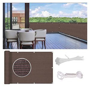 wuzming balcony privacy screen hdpe weatherproof uv protection fence mesh for garden outdoor balcony backyard with rope and tie (color : brown, size : 95x500cm)