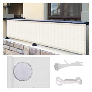wuzming balcony privacy protection garden privacy screen weatherproof uv protection with eyelet hdpe weather resistant, including rope and tie (color : white, size : 60x350cm)