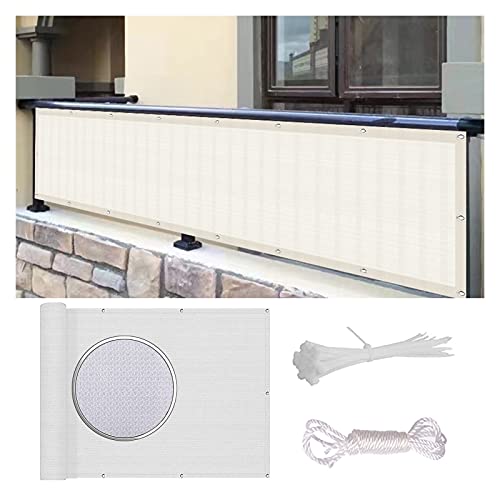 WUZMING Balcony Privacy Protection Garden Privacy Screen Weatherproof UV Protection with Eyelet HDPE Weather Resistant, Including Rope and Tie (Color : White, Size : 60x350cm)