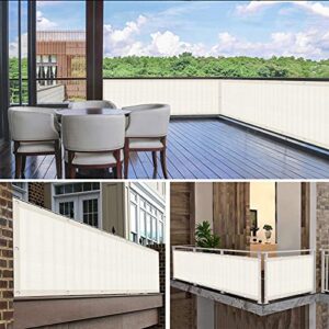 WUZMING Balcony Privacy Protection Garden Privacy Screen Weatherproof UV Protection with Eyelet HDPE Weather Resistant, Including Rope and Tie (Color : White, Size : 60x350cm)