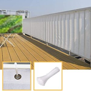 WUZMING Balcony Privacy Protection Garden Privacy Screen Weatherproof UV Protection with Eyelet HDPE Weather Resistant, Including Rope and Tie (Color : White, Size : 60x350cm)