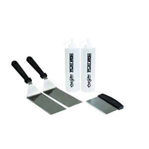 char-griller 8905 griddle accessory kit, 2 spatulas, 2 bottles and scraper