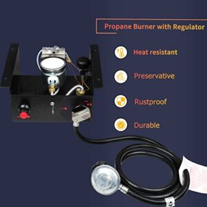 4 Bolts Propane Burner with Regulator Valve Assembly Kit,65 000 BTU Patio Heaters Glass Tube Burner Module for 4-Sided Square Glass Tube Heaters,Electronic Rapid Spark Igniter,5FT Propane Hose