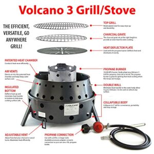 Volcano Grills 3-Fuel Portable Camping Stove/Fire Pit, Charcoal, Collapses down to 5 inches; for convenient portability and storage (VL-20-300)