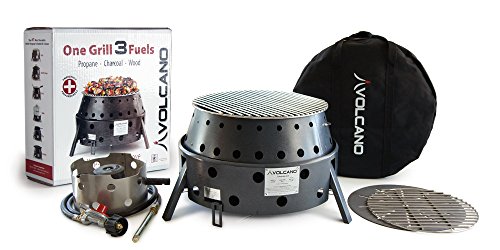 Volcano Grills 3-Fuel Portable Camping Stove/Fire Pit, Charcoal, Collapses down to 5 inches; for convenient portability and storage (VL-20-300)