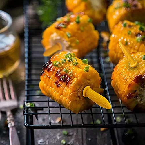 Kadden 20 PCS/Set Corn on The Cob Holders, Stainless Steel Heat Resistant Non Slip Barbecue Corn Prongs Skewers for BBQ, Cooking, Birthday Party (Yellow)