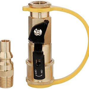 DOZYANT 1/4" RV Propane Quick Connect Adapter for Propane Hose, Propane or Natural Gas 1/4" Quick Connect or Disconnect Kit - Shutoff Valve & Full Flow Plug - 100% Solid Brass