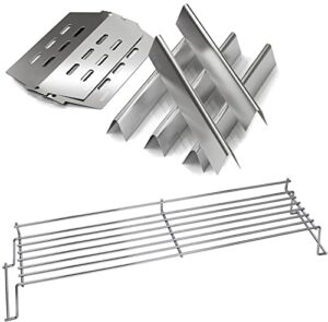 qulimetal 17.5" 304 stainless steel flavor bars, heat deflector and warming rack for weber genesis 300 e310 e320 e330 s310 s330 (with front control knobs)
