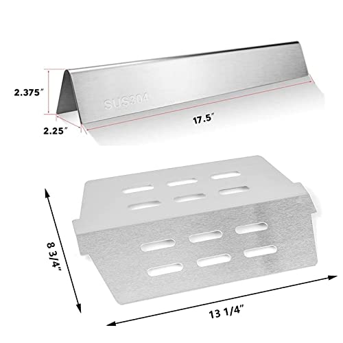 QuliMetal 17.5" 304 Stainless Steel Flavor Bars, Heat Deflector and Warming Rack for Weber Genesis 300 E310 E320 E330 S310 S330 (with Front Control Knobs)