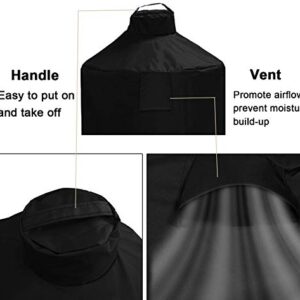WOMACO Cover for Large Big Green Egg Waterproof Ceramic Grill Cover Heavy Duty Outdoor Small Medium XL Smoker Green Egg Ventilated Protective Covers (Large, Black)