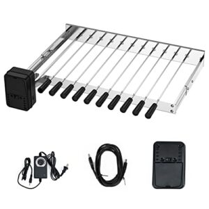 skyflame shish kabob skewers set with adjustable speed electric motor, stainless steel adjustable length automatic rotating rotisserie bbq grill rack kit with 10pcs skewers for most grills