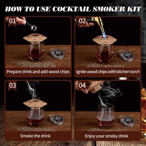 LEQMG Cocktail Smoker Kit with Six Flavors Wood Chips,Bourbon,Whiskey,Drink Smoker Kit,Old Fashioned Smoker Kit,Gift For Father,Husband and Men(Without Butane)
