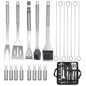 20pcs grilling accessories bbq tools set, professional stainless steel barbecue tools kit with storage bag for outdoor cooking camping grilling,best grill gift for men women