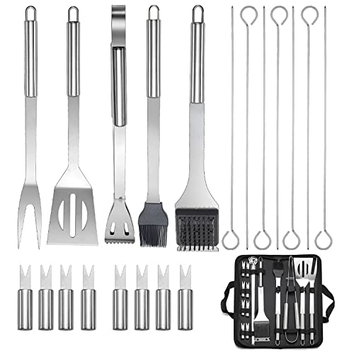 20Pcs Grilling Accessories BBQ Tools Set, Professional Stainless Steel Barbecue Tools Kit with Storage Bag for Outdoor Cooking Camping Grilling,Best Grill Gift for Men Women