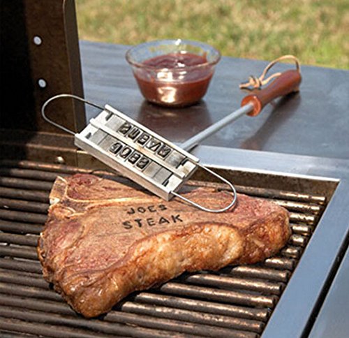 WAJJ BBQ Branding Iron with Changeable Letters Creative Barbecue Steak Names Press Tool for Grilling Outdoor