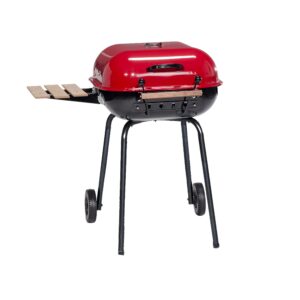 americana swinger charcoal grill with one side table, red