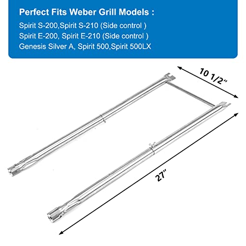 Utheer 7507 Grill Burner Tube Set for Weber Spirit E-210,Spirit 200 Series Gas Grill(Side Control),Spirit 500 Genesis Silver A Stainless Steel Gas Grill Burner Tube Kit,Detachable Burner